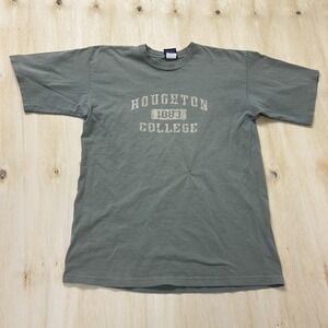 Y2K Houghton College Camp David Shirt Mens Large Green 1883 Tee T-Shirt USA